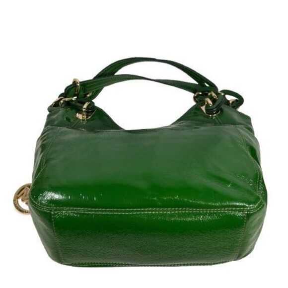 Michael Kors Lillie Purse Kelly Lime Green Gold Hobo Leather Chain Handbag Tote - Picture 11 of 16